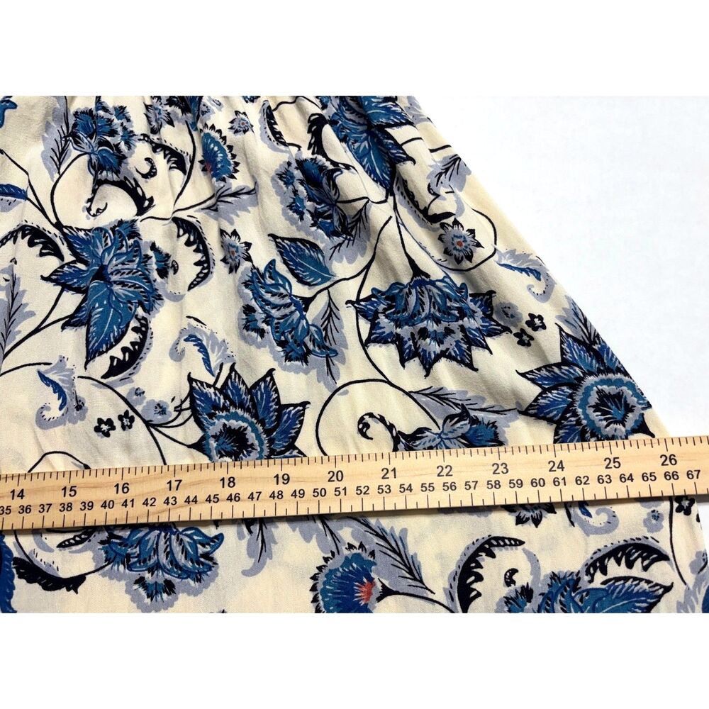 Angie Twist Front Keyhole Maxi Spring Dress Smocked Boho Tropical Blue & White L - Picture 7 of 8
